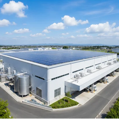 食品加工工場の屋根に設置した太陽光
