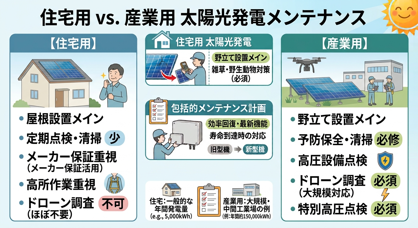 住宅用と産業用で異なるメンテナンスの違い