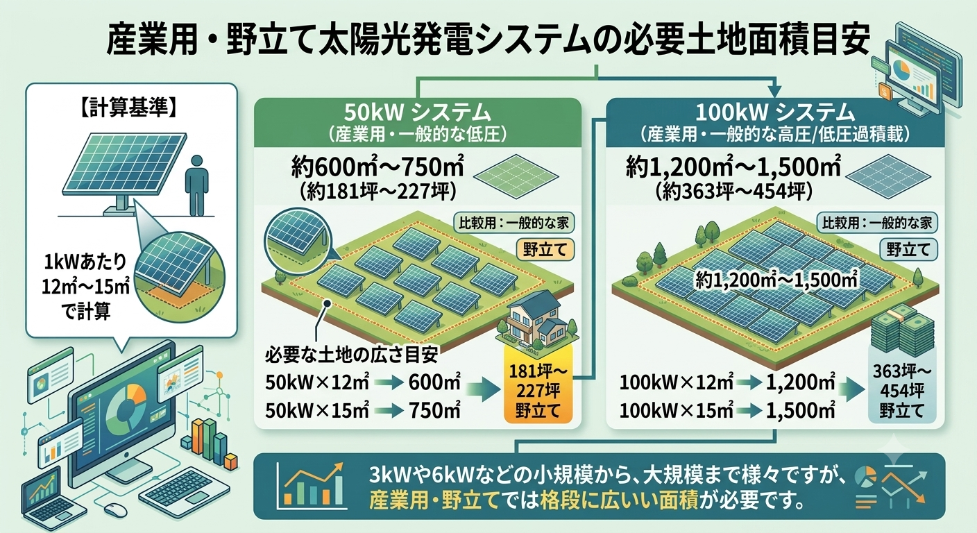 【産業用】50kW・100kWを設置するために必要な土地面積