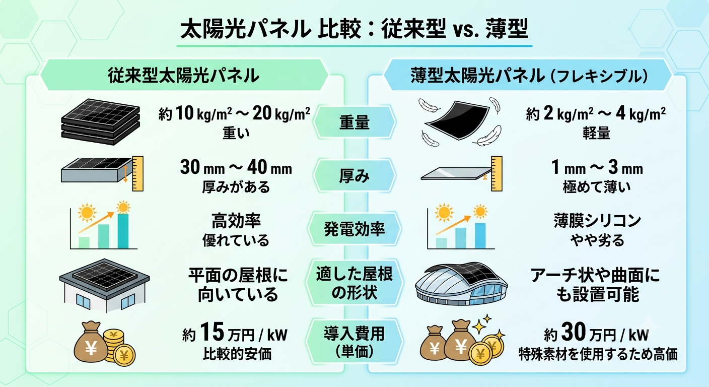 薄型太陽光パネルとは？従来のパネルとの主な違い