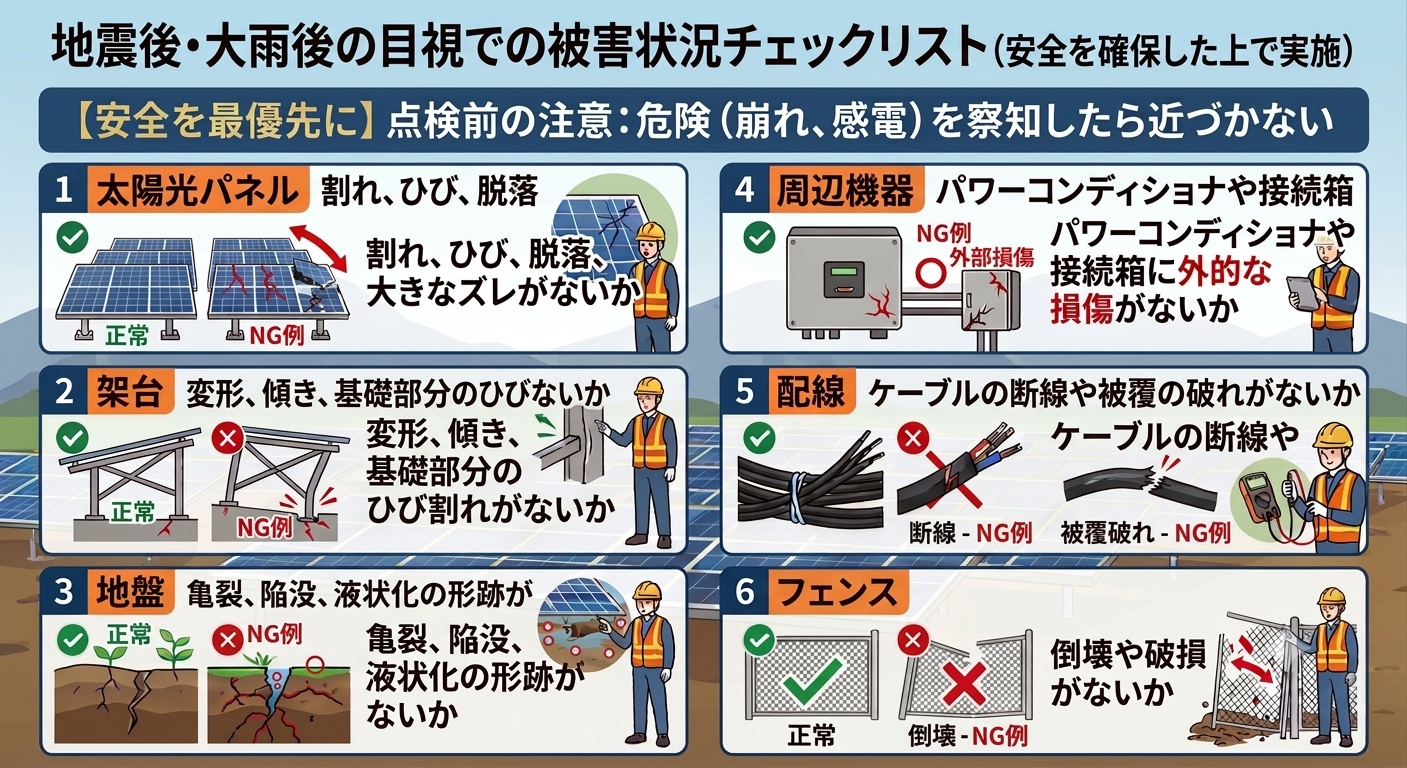 安全を確保した上で行う目視での被害状況チェックリスト
