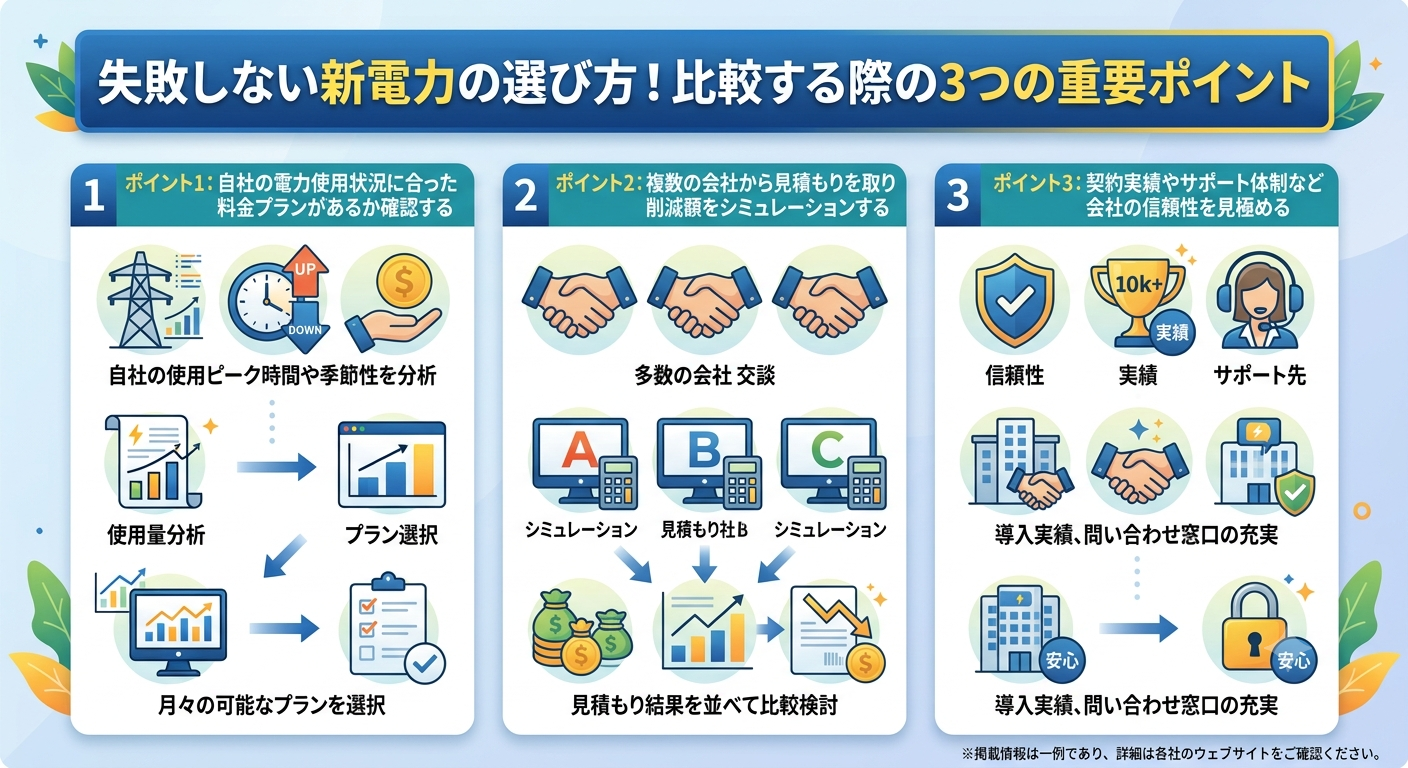 失敗しない新電力の選び方！比較する際の3つの重要ポイント