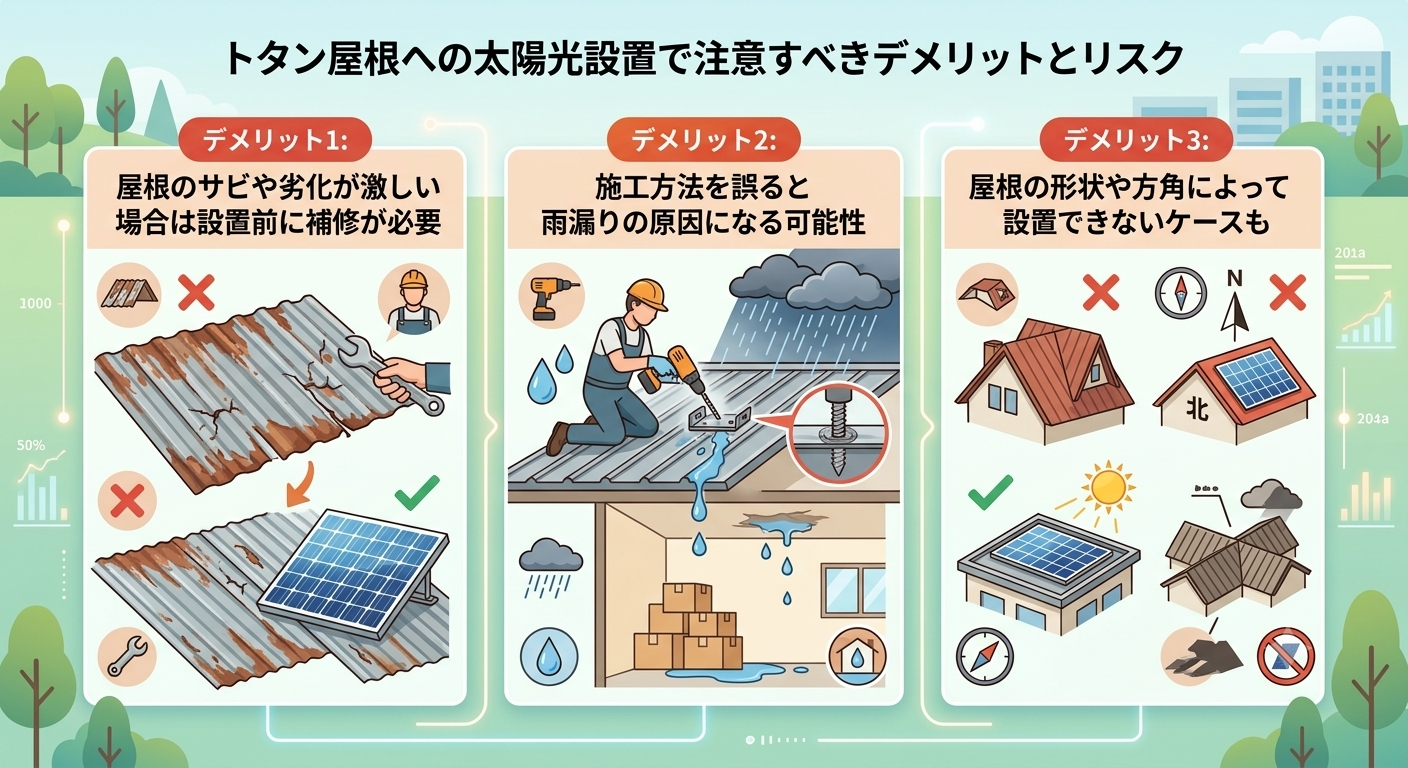 トタン屋根への太陽光設置で注意すべきデメリットとリスク