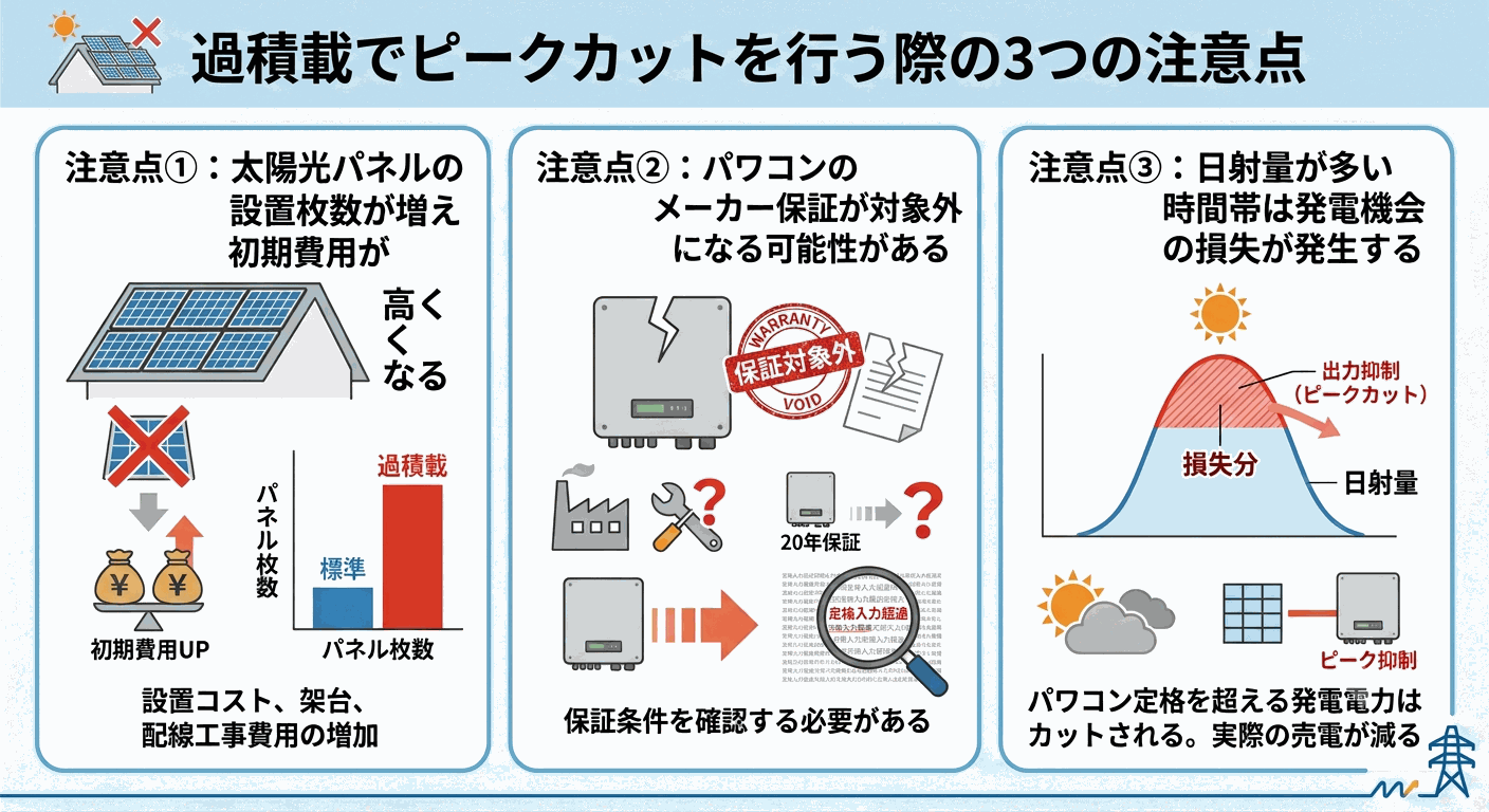 過積載でピークカットを行う際の3つの注意点（デメリット）